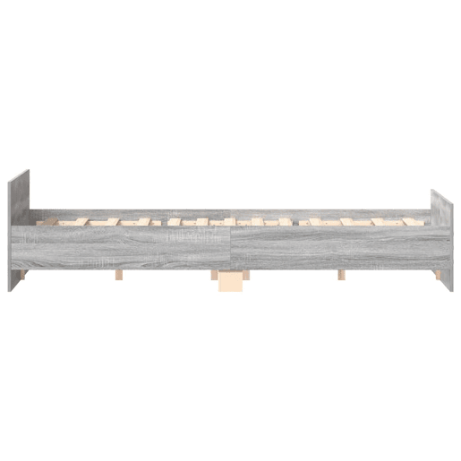 Estrutura Cama de casal para adultos c cabeceira e apoio pés 180x200 cm cinza sonoma