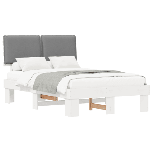 Estrutura de Cama de casal moderno com Cabeceira Estofada Cinzento-claro Estrutura de Cama de casal moderno com Cabeceira Estofada Cinzento-claro