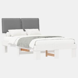 Estrutura de Cama de casal moderno com Cabeceira Estofada Cinzento-claro
