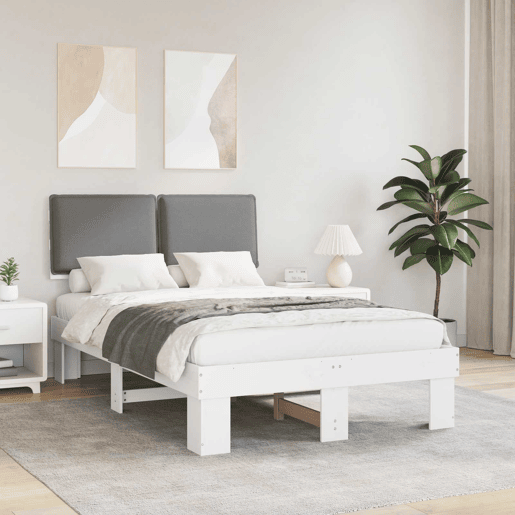 Estrutura de Cama de casal moderno com Cabeceira Estofada Cinzento-claro Estrutura de Cama de casal moderno com Cabeceira Estofada Cinzento-claro