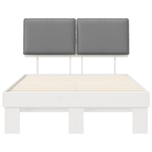 Estrutura de Cama de casal moderno com Cabeceira Estofada Cinzento-claro Estrutura de Cama de casal moderno com Cabeceira Estofada Cinzento-claro