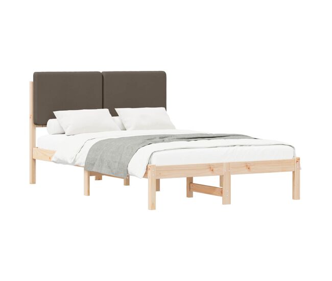 Estructura de cama matrimonial estilo con cabecera tapizada taupé 120 x 200 cm