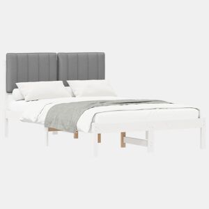 Estrutura de Cama de casal moderno com Cabeceira Estofada Cinzento-claro