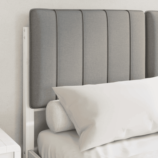 Estrutura de Cama de casal moderno com Cabeceira Estofada Cinzento-claro Estrutura de Cama de casal moderno com Cabeceira Estofada Cinzento-claro