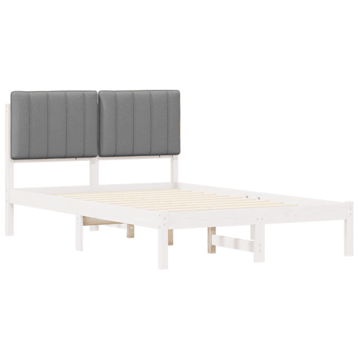 Estrutura de Cama de casal moderno com Cabeceira Estofada Cinzento-claro Estrutura de Cama de casal moderno com Cabeceira Estofada Cinzento-claro