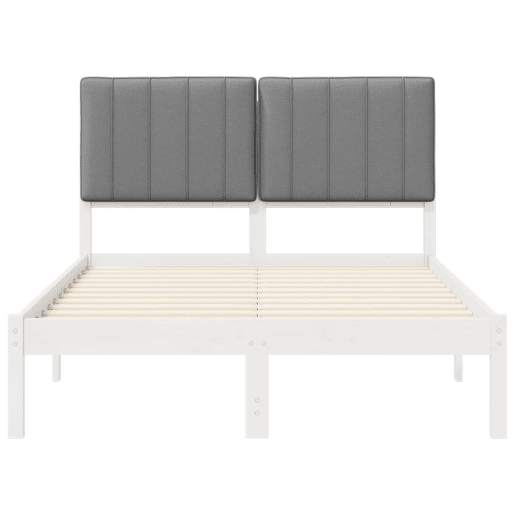 Estrutura de Cama de casal moderno com Cabeceira Estofada Cinzento-claro Estrutura de Cama de casal moderno com Cabeceira Estofada Cinzento-claro
