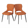 Cadeira de jantar - Design moderno acolchoado e cadeira decorativa estofada (2 unidades) - Laranja