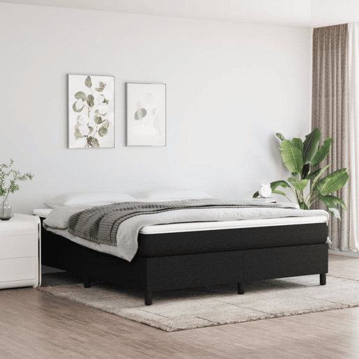 Estrutura de Cama de casal moderno com molas 160x200 cm tecido preto Estrutura de Cama de casal moderno com molas 160x200 cm tecido preto