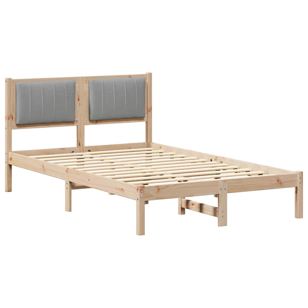 Estructura de cama matrimonial estilo con cabecera tapizada gris claro