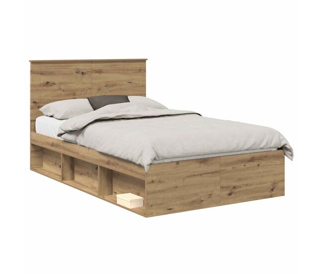 Estructura de cama matrimonial estilo con cabecera roble artesanal 120 x 190 cm