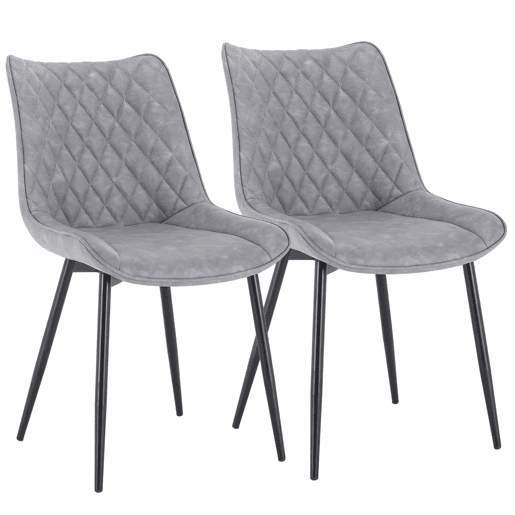 Conjunto de 2 cadeiras de jantar - estofadas, cadeira auxiliar, estilo moderno - Cinza Conjunto de 2 cadeiras de jantar - estofadas, cadeira auxiliar, estilo moderno - Cinza