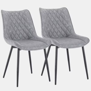 Conjunto de 2 cadeiras de jantar - estofadas, cadeira auxiliar, estilo moderno - Cinza