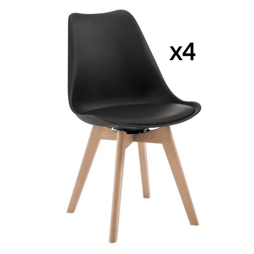 Conjunto de 4 cadeiras de jantar - encosto aberto, estilo moderno, cadeira auxiliar multifuncional para sala de estar, quarto e escritório - Preto Conjunto de 4 cadeiras de jantar - encosto aberto, estilo moderno, cadeira auxiliar multifuncional para sala de estar, quarto e escritório - Preto