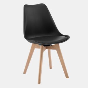 Conjunto de 4 cadeiras de jantar - encosto aberto, estilo moderno, cadeira auxiliar multifuncional para sala de estar, quarto e escritório - Preto
