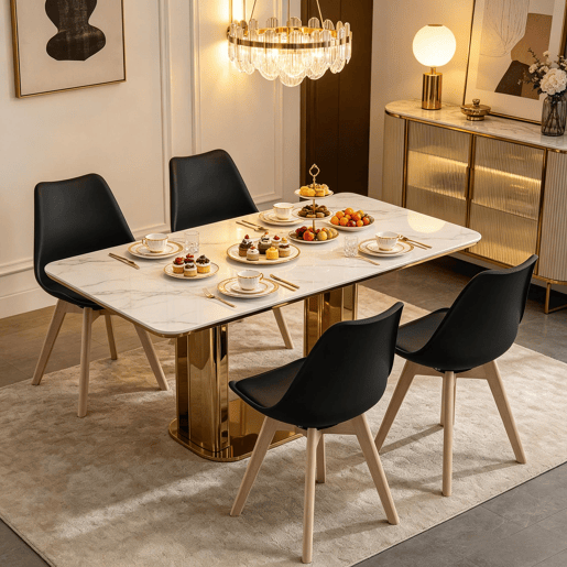 Conjunto de 4 cadeiras de jantar - encosto aberto, estilo moderno, cadeira auxiliar multifuncional para sala de estar, quarto e escritório - Preto Conjunto de 4 cadeiras de jantar - encosto aberto, estilo moderno, cadeira auxiliar multifuncional para sala de estar, quarto e escritório - Preto