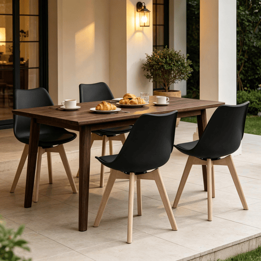 Conjunto de 4 cadeiras de jantar - encosto aberto, estilo moderno, cadeira auxiliar multifuncional para sala de estar, quarto e escritório - Preto Conjunto de 4 cadeiras de jantar - encosto aberto, estilo moderno, cadeira auxiliar multifuncional para sala de estar, quarto e escritório - Preto