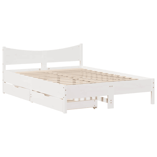 Estrutura de Cama de casal moderno com gavetas - 120x190 cm pinho maciço branco Estrutura de Cama de casal moderno com gavetas - 120x190 cm pinho maciço branco