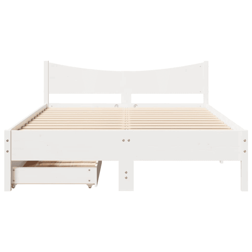 Estrutura de Cama de casal moderno com gavetas - 120x190 cm pinho maciço branco Estrutura de Cama de casal moderno com gavetas - 120x190 cm pinho maciço branco