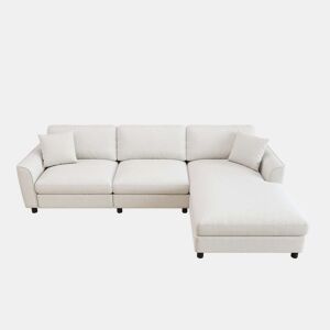 Sofá de canto 256 x 137 x 79 cm - modular em forma de nuvem, com chaise longue reversível e zona de descanso extra larga - Bege