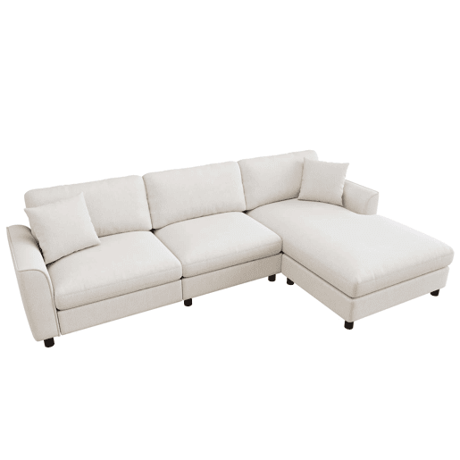 Sofá de canto 256 x 137 x 79 cm - modular em forma de nuvem, com chaise longue reversível e zona de descanso extra larga - Bege Sofá de canto 256 x 137 x 79 cm - modular em forma de nuvem, com chaise longue reversível e zona de descanso extra larga - Bege