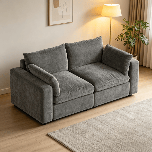 Sofá modular de 2 lugares - Design moderno e versátil para a sala de estar - Cinzento