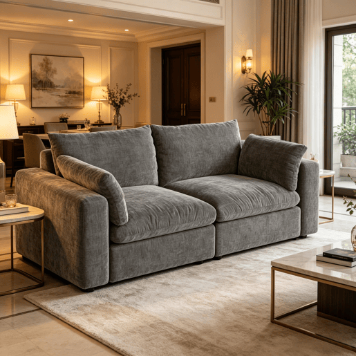 Sofá modular de 2 lugares - Design moderno e versátil para a sala de estar - Cinzento