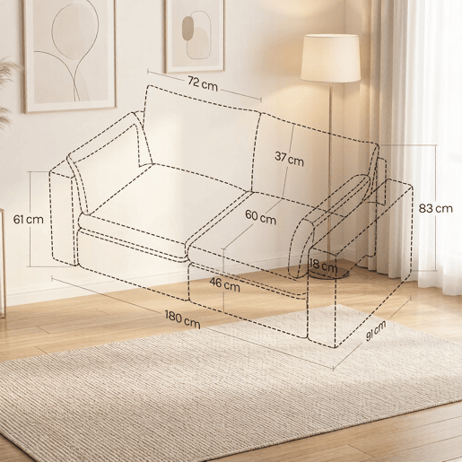 Sofá modular de 2 lugares - Design moderno e versátil para a sala de estar - Cinzento