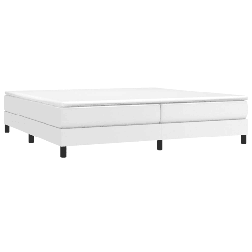 Estrutura de Cama de casal moderno com molas 200x200 cm couro artificial branco Estrutura de Cama de casal moderno com molas 200x200 cm couro artificial branco