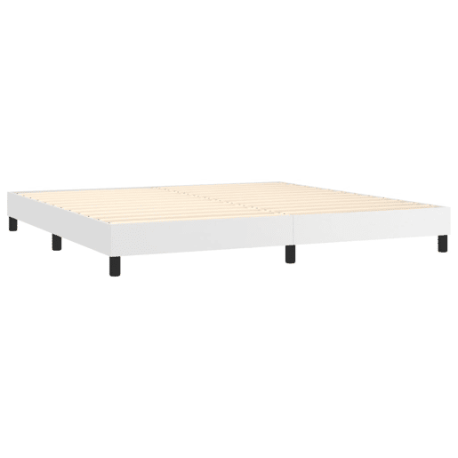 Estrutura de Cama de casal moderno com molas 200x200 cm couro artificial branco Estrutura de Cama de casal moderno com molas 200x200 cm couro artificial branco