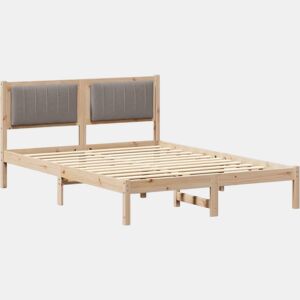 Estrutura de Cama de casal moderno com Cabeceira Estofada Cinzento-acastanhado