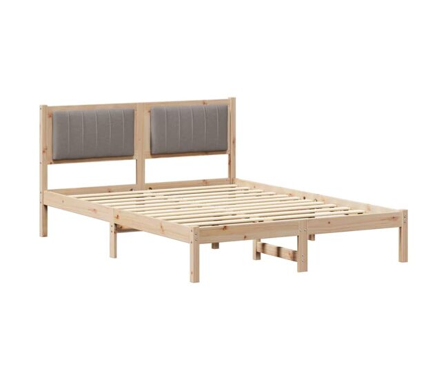 Estructura de cama matrimonial estilo con cabecera tapizada taupé 120 x 190 cm