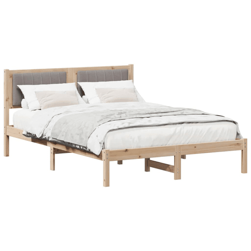 Estrutura de Cama de casal moderno com Cabeceira Estofada Cinzento-acastanhado Estrutura de Cama de casal moderno com Cabeceira Estofada Cinzento-acastanhado