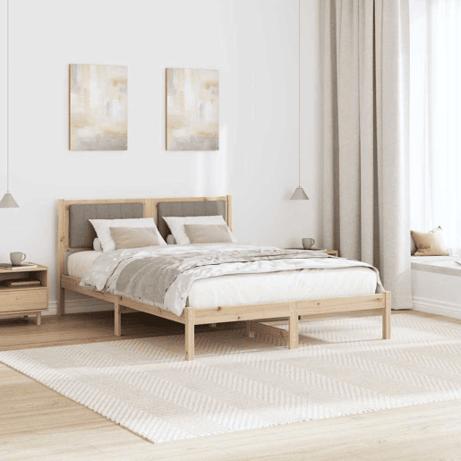 Estrutura de Cama de casal moderno com Cabeceira Estofada Cinzento-acastanhado Estrutura de Cama de casal moderno com Cabeceira Estofada Cinzento-acastanhado