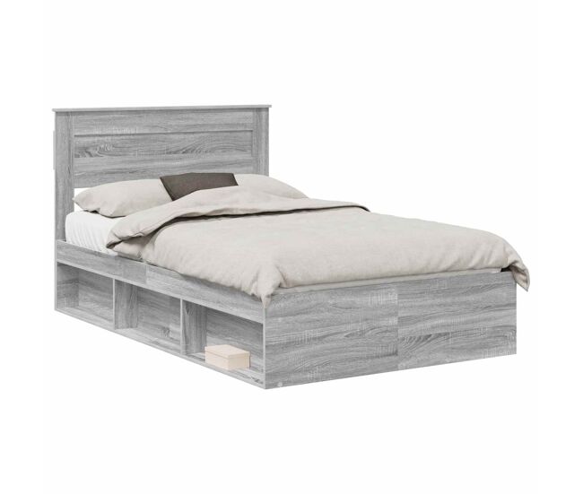 Estructura de cama matrimonial comodidad con cabecera - gris sonoma 120 x 200 cm
