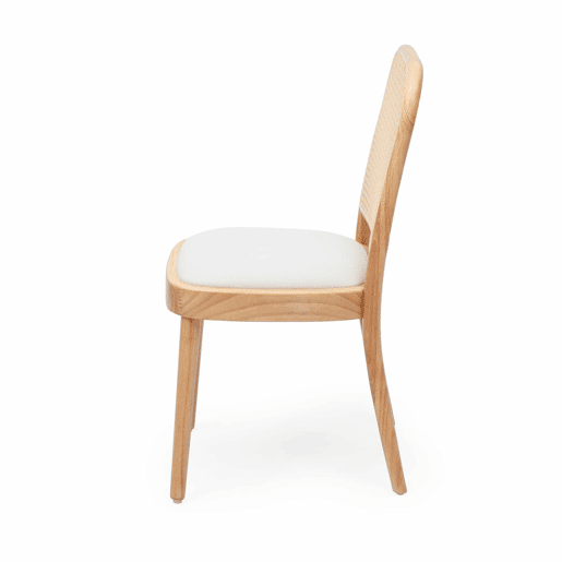 2 cadeiras de jantar - encosto em rattan, estofadas em linho, confortáveis e respiráveis, estilo moderno - cor de madeira