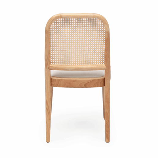 2 cadeiras de jantar - encosto em rattan, estofadas em linho, confortáveis e respiráveis, estilo moderno - cor de madeira
