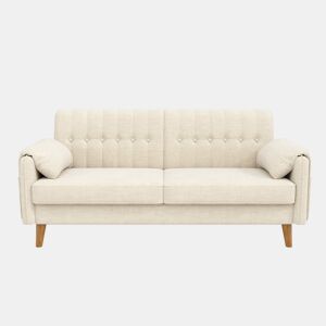 Sofá de 2 lugares 161,5 x 79 x 83,5 cm - Chenilla acolchoada, encosto capitoné, almofadas laterais, montagem fácil - Bege