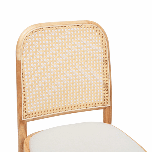 6 cadeiras de jantar - encosto em rattan, madeira maciça, estofo em linho confortável e respirável, estilo moderno - cor de madeira 6 cadeiras de jantar - encosto em rattan, madeira maciça, estofo em linho confortável e respirável, estilo moderno - cor de madeira