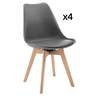 Cadeira de jantar 40,5 cm - estofada, moderna, cadeira de apoio, conjunto de 4 unidades - cinzenta