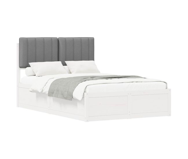 Estructura de cama matrimonial estilo con cabecera tapizada gris claro