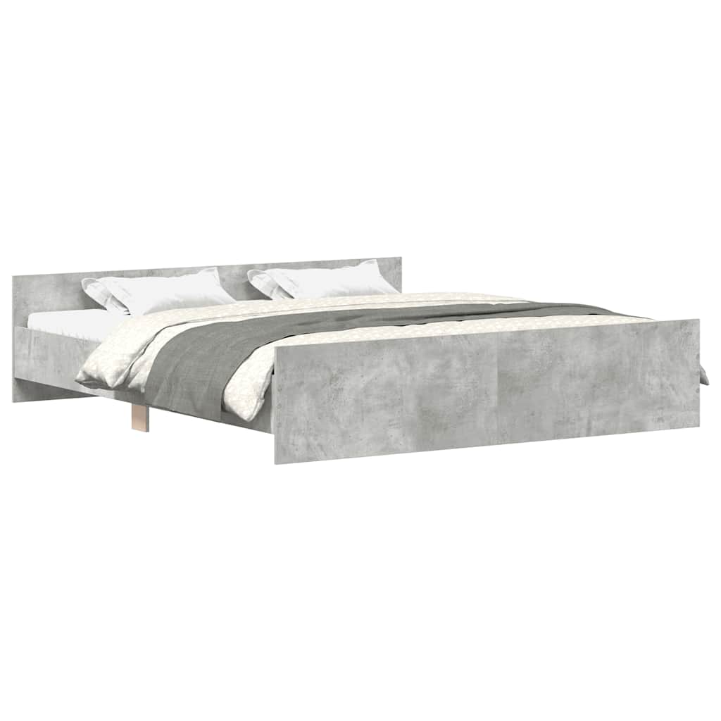 Estructura de cama matrimonial estilo con cabecero piecero gris hormigón 180x200cm