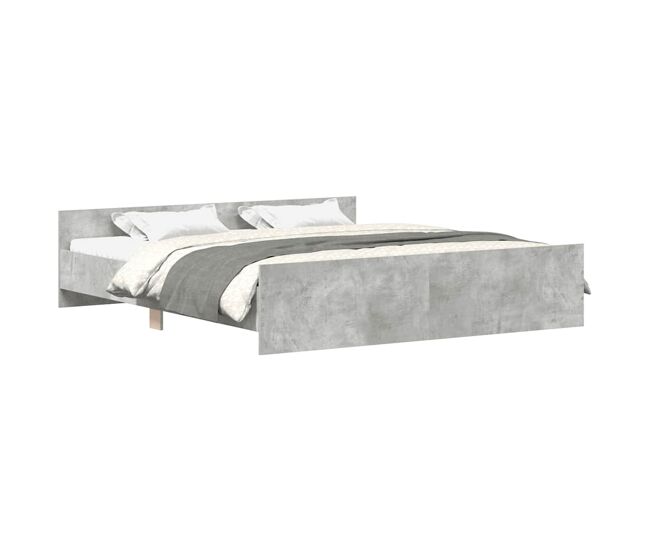Estructura de cama matrimonial estilo con cabecero piecero gris hormigón 180x200cm