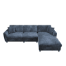Sofá de canto de 3 lugares, 256 x 137 x 79 cm u2013 modular com chaise longue reversível u2013 Azul-marinho