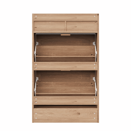 Armário de sapatos 65×25×106 cm u2013 com portas duplas de rattan, 2 gavetas e compartimentos de arrumação em várias camadas u2013 cor natural Armário de sapatos 65×25×106 cm u2013 com portas duplas de rattan, 2 gavetas e compartimentos de arrumação em várias camadas u2013 cor natural