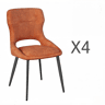Cadeira de jantar 43x40 cm - estofada, cadeira auxiliar elegante para o quarto e a sala, conjunto de 4 unidades - laranja