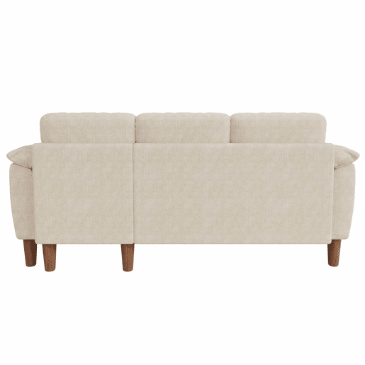Sofá de canto L de 3 lugares u2013 com chaise longue com arrumação, USBType-C, reversível e tecido de chenille u2013 Bege Sofá de canto L de 3 lugares u2013 com chaise longue com arrumação, USBType-C, reversível e tecido de chenille u2013 Bege