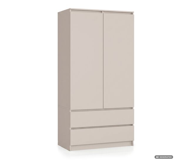 Armario s90 cashmere 90 cm 2 puertas 2 cajones 4 estantes 90x51x180 cm