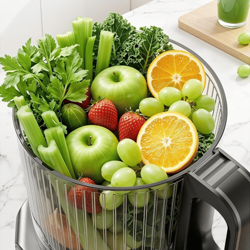 Máquina de Espremer Lenta Cold Press 250W Sem BPA Boca Larga 12cm Espremedor de Sumos e Sorvetes Cinzento