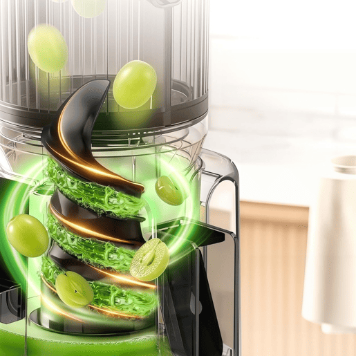 Máquina de Espremer Lenta Cold Press 250W Sem BPA Boca Larga 12cm Espremedor de Sumos e Sorvetes Cinzento