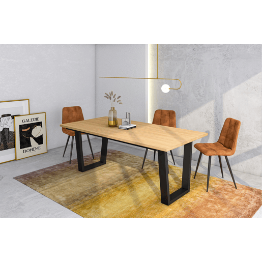 Skraut Home, Mesa Sala de Jantar, Mesa Cozinha, 194x90x74 cm, Para 10 pessoas, Móveis Sala Jantar, Estilo moderno, Carvalho soft